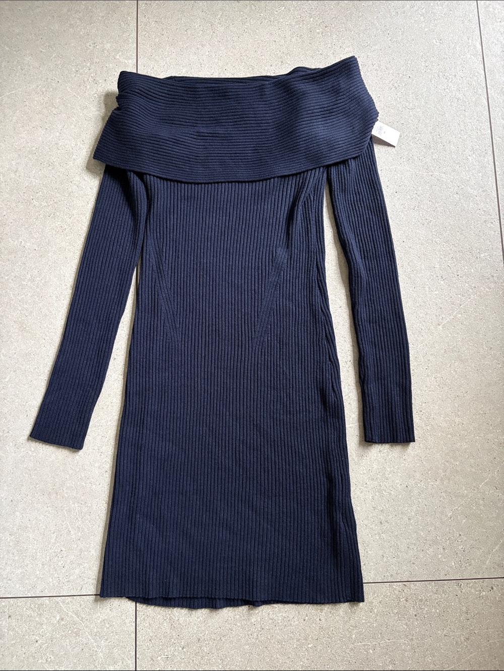 Banana Republic navy blue off the shoulder sweater midi dress